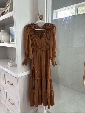 moon river brown long sleeve maxi dress | Dresses | Moon River Black Offshoulder Maxi Dress